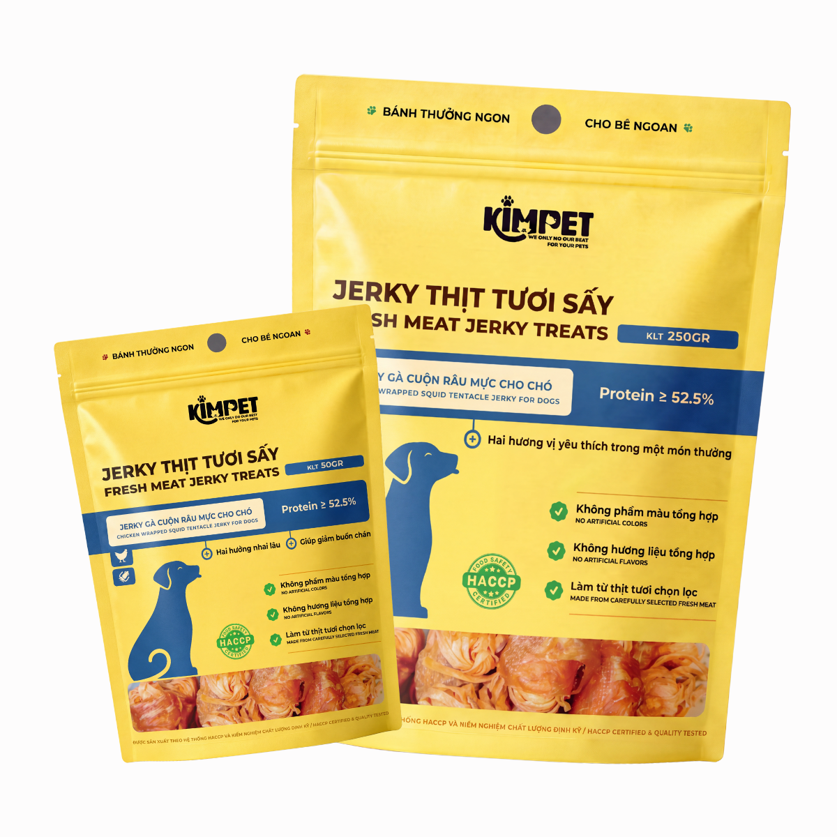 Jerky gà cuộn râu mực Kim Pet 250g